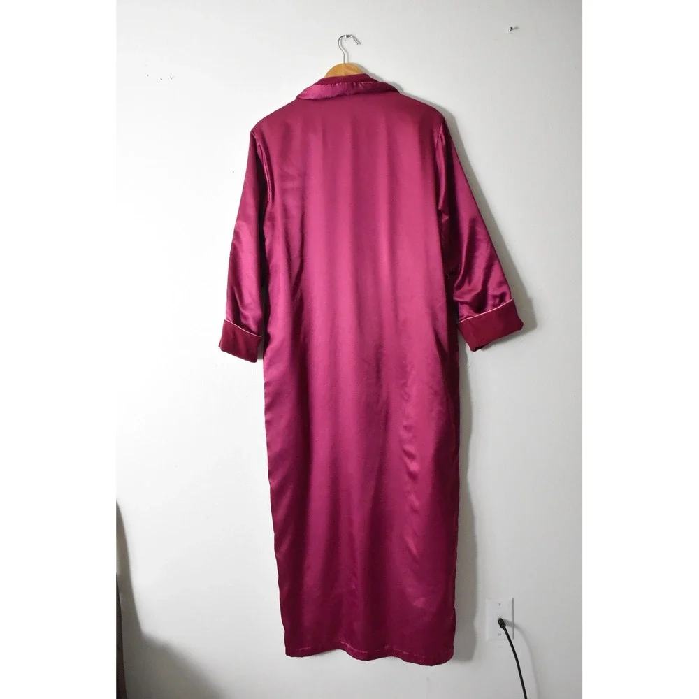 Victoria's Secret Robe Womens XS/S Magenta Pink Y2K Satin‎ Fleece Lined Long